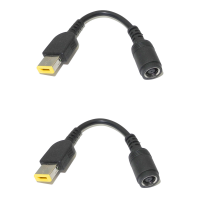 2Pcs 7.9x5.5mm Round Jack to Square Plug Adapter Pigtail Charger Power Converter Cable for IBM for Lenovo Thinkpad Adapters