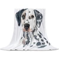 Fleece Throw Blanket Full Size, Spotty Dog Animal Watercolor Pattern Lightweight Flannel Blankets for Couch Bed Living Room, Wa