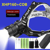 XHP160 Powerful Led headlamp Headlight Waterproof zoomable head lamp 7800mAh rechageable 18650 battery working lamp T