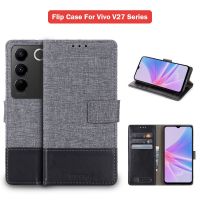 เคสแบบฝาพับสำหรับ Vivo โทรศัพท์ V27 VivoV27 V27E VivoV27Pro ผ้า5G 2023เคสฝาปิดโทรศัพท์หนังกันชนที่ยึดตั้งกันกระแทกกันตกกันกระแทก