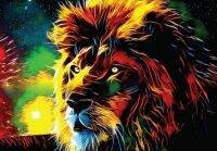 ✷✑ สิงโต Lioness บทคัดย่อสีสัน Rainbow Effect Art ฟิล์มพิมพ์ผ้าไหมโปสเตอร์ Home Wall Decor 24x36inch