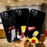 ✥▼ Cartoon The Simpsons cute For Apple iPhone 13 12 11 Pro mini XS MAX XR X 7 8 6 5S Plus Silicone Soft Black Phone Case