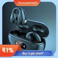 HONEYDEWD สำหรับ Android IOS เคสชาร์จไฟ หูฟังเอียร์บัด ไฮไฟสเตอริโอ ชุดหูฟังหูฟัง หูฟังแบบสวม ที่เกี่ยวหู 5.3บลูทูธไร้สาย คลิปติดหูที่หู หูฟังนำกระดูก