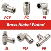 Pneumatic Connectors BSPT M5 1/8 1/4 3/8 1/2  Male Nickel Plated Brass Push In Quick Connector Release Air Fitting Hand Tool Parts Accessories