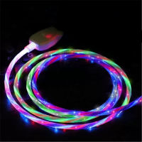 LED Glow Flowing Data USB Charger Type CMicro USB Charging Cable for iPhone X for Samsung Charge Wire Cord