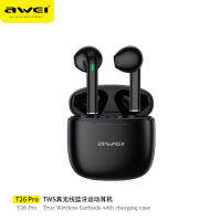 Awei T26โปร TWS หูฟังไร้สายบลูทูธ5.3เสียงสเตอริโอ6D การเล่นเกมหูฟังเบส HiFi ไม่มีการหน่วงเวลาการควบคุมแบบสัมผัส IPX6หูฟังกันน้ำอินเอียร์ครึ่ง