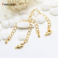 DIY สร้อยข้อมือสร้อยคอโซ่ขยาย 80 มม.ความยาว 14K Gold Plated ทองเหลือง Lobster Clasps หาง Extender โซ่สำหรับเครื่องประดับทำ-DCVS STORE