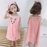 เสื้อคลุมอาบน้ำเด็ก Super Absorbent Bath Towel Soft And Lint-Free Wrap-Around Bath Dress For Girls 3-15 Years Old