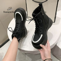 Pioneer Store【Free Shipping ส่งฟรี】 รองเท้าบูทส้นหนาของผู้หญิงรองเท้าบูท Martin Sepatu Boot Pendek แฟชั่นใหม่สำหรับฤดูใบไม้ร่วงปี2023