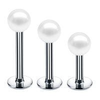 Hot Sale 1PC Steel Pearl Coated Ball Labret Stud Ring Lip Bar Piercing Ear Cartilage Tragus Piercing Fashion Jewelry Body jewellery