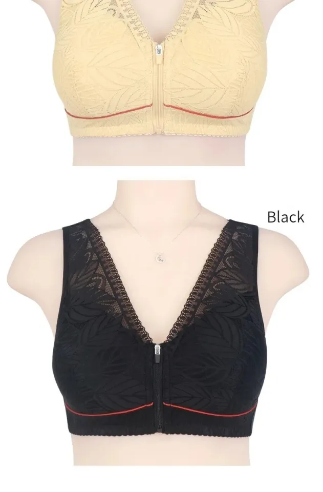 Soft cotton cups before the zipper in the elderly underwear breathable  women without steel ring tank top lace large size bra