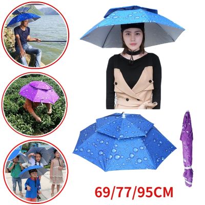 95/77/69cm Outdoor Foldable Umbrella Hat Fishing Hat Portable Golf Cycling Hiking Camping Shade Novelty Sun Head Hats Towels