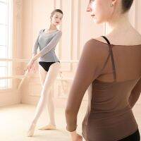 【cw】 Ballet Adults Mesh T-Shirts 3/4 Sleeves Transparent Blouses Woman Dancewear