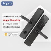 Aqara A100ประตูล็อคอัจฉริยะโปรซิกบีบลูทูธ5.0 Apple Homekey ปลดล็อคลายนิ้วมือทำงานกับ Apple ชุดบ้าน Aqara Home