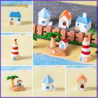 LINNANZHUBING 5Pcs เรซิน Island Dove House งานฝีมือเรซิน สีสันสดใส ภูมิทัศน์ต้นมะพร้าวขนาดเล็ก สร้างสรรค์และสร้างสรรค์ ของประดับชายหาด Hoom ตกแต่ง