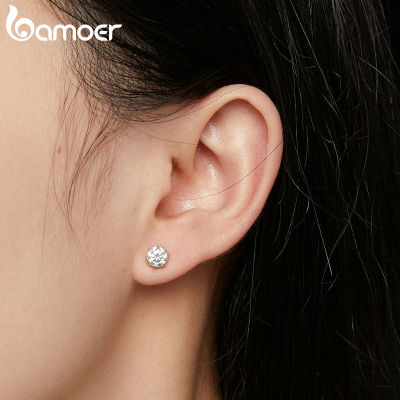 BAMOER 1.0 CT Moissanite ต่างหูเพชรห้องแล็บต่างหูรูปหัวใจสำหรับผู้หญิง925เงินสเตอร์ลิงสำหรับงานหมั้น MSE020แต่งงานTH