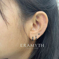 Eramyth jewelry: ต่างหูห่วง เงินแท้925 ฝังด้วยเพชรสวิสCZ ขนาด 11มิล 4 สี รหัส EM-0077 (พร้อมส่งทุกสีจ้า)