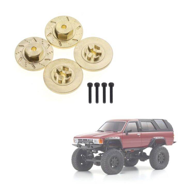 4pcs-brass-wheel-brake-disc-7mm-hex-adapter-counterweight-for-kyosho-mini-z-4x4-1-18-1-24-rc-crawler-car-upgrade-parts