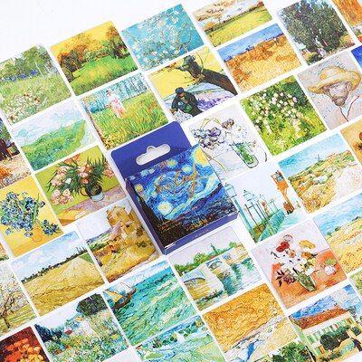 45 pcs/box Van Gogh starry sky Decorative Stickers Scrapbooking diy Stick Label Diary Stationery Album Journal stickers Stickers Labels