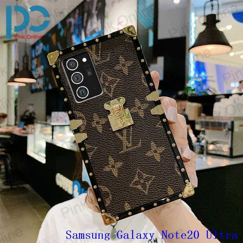 Luxury shell For Samsung Galaxy Note20 Ultra / Note 20 Phone Case for girls  Leather Square Phone Case Straight Full Edge Protector Shockproof Cover
