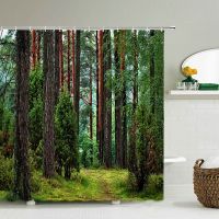 【Bathroom sale】 ForestScenery ม่านอาบน้ำ HighWaterproofTree ภูมิทัศน์ห้องน้ำม่านผ้าโพลีเอสเตอร์