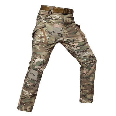 Mens IX9 Softshell Thick Fleece Pants Winter Military Tactical Pants Hunt Fleece Cargo Pants Male Waterproof Combat Trousers