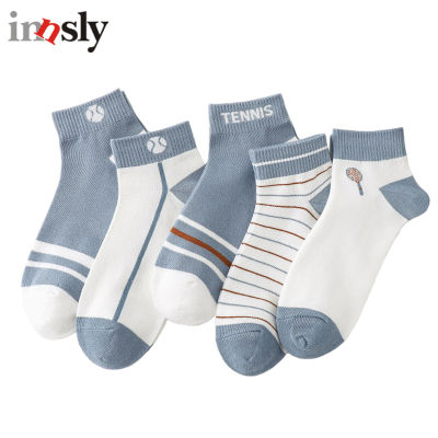 Summer Men Ankle Socks High Quality Fashion Blue White Stripe Tennis Racket Comfortable Breathable Cotton Male Socks