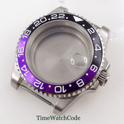 40Mm 316L NH35 Watch Case Black/Purple Insert Fit NH35A NH36A ETA 2824 2836 PT5000 MIYOTA 8215 821A DG 2813 Sapphire Crystal