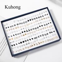 Kuhong 100คู่/เซ็ตสุ่มพืชผลไม้สัตว์ต่างหูตุ้มหูผู้หญิงเครื่องประดับเด็กน่ารักหมีต่างหูดินโพลิเมอร์ผสมชุดของขวัญ