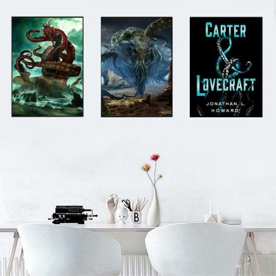 Lovecraft Monster Cthulhu บทคัดย่อโปสเตอร์ผ้าใบ Wall Art พิมพ์ภาพโมเดิร์นตกแต่งบ้านห้องนอน Frameless