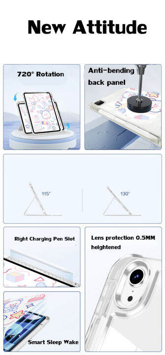เคส-ipad-ของ-kenke-การ์ตูน-doodle-น่ารัก-หมุนได้-720-รองรับแนวนอนและแนวตั้ง-เคสสมาร์ทอะคริลิคพร้อมช่องใส่ดินสอ-apple-ii-ดินสอชาร์จ-for-apple-ipad-2022-m2-pro-11-ipad-7-8-9-th-gen-2020-2021-ipad-air-5-