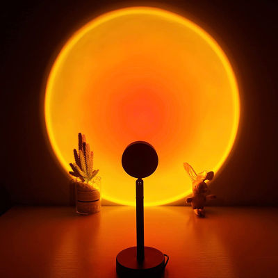 Sunset Projection Night Lights LED Background Lighting Atmosphere Adjustable USB Button Table Lamp Bedroom Coffe Shop Decoration