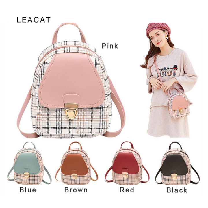 Mini Backpack Crossbody Bag For Teenage Girl Plaid Women Shoulder