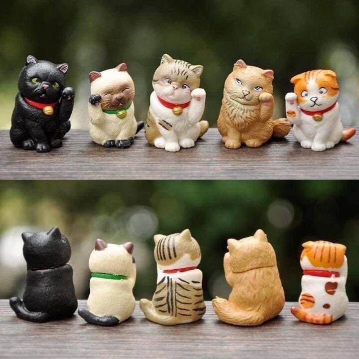 สินค้าใหม่-lucky-cat-แมวกวัก-โมเดล-ฟิกเกอร์-เซ็ต-5-ตัว-ขนาด-4cm-แมวจิ๋ว-แมวนำโชค-โมเดลแมวกวัก-ใช้ตกแต่ง