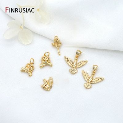 △○ 14K Gold-Plated Metal Charm Pendants DIY Bracelet/Necklace/Earrings Eagle/Rose/Skull And Angel Wings Fairy Charms Pendants