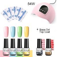 LILYCUTE 8pcsSet 7 ml Color Gel Base Top Coat With 54W UV Lamp Set Gel Nail Starter Kit