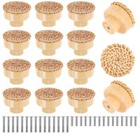 15Pcs Boho Dresser Knobs with 30Pcs Screws, Rattan Knobs for Cabinets and Drawers, Handmade Woven Knobs