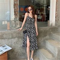 ✠ slip dress summer new French first love A- line dress niche black slit floral dress for womanboho dress beach dress backless dress lace dress