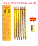 Hộp 12 cây viết chì gỗ 2B hàng nhập khẩu cao cấp + tặng 1 chuốt viết chì