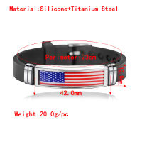 Custom Adjustment Commemorative Bracelet Event Stainless Silicone Flag