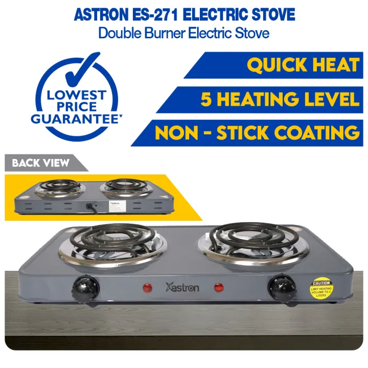 Astron ES171 Single and Double Burner Portable Electric Stove (Gray