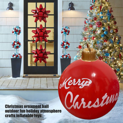 PVC 60cm Inflatable Toy Ball Waterproof Christmas Creative Inflatable Ball Ornaments Durable with Pump for Indoor Outdoor Decoration