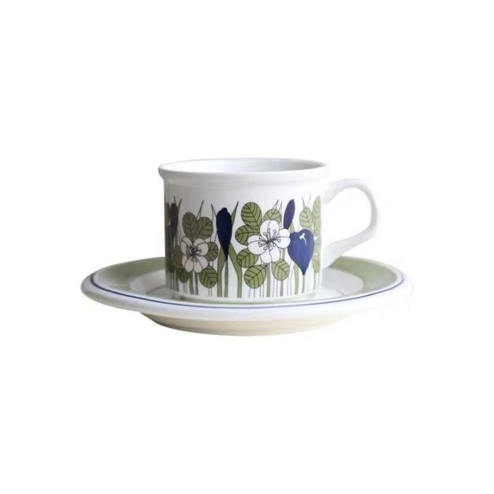 ins-finnish-same-style-middle-aged-flower-fairy-grass-cherry-ceramic-coffee-cup-saucer-hand-brewed-afternoon-tea