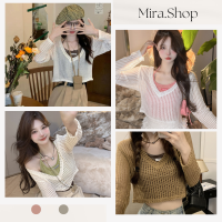 Mira_shop เสื้อเซ็ต2ชิ้น แขนยาว งานถัก สุดคุ้ม สินค้าใหม่ ลุคคาเฟ่ 311#