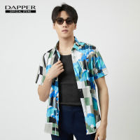 DAPPER เสื้อเชิ้ตแขนสั้น Blue Abstract Art Print สีฟ้า