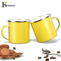 hotx【DT】 Color Enamel Mug Cup Cups Camping Mugs with Handle Drinkware