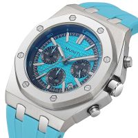 【HOT】 Chronograph Watches for Men Silicone Wristwatch with Date часы