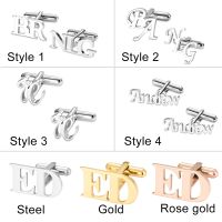 {EDDLYT}ส่วนบุคคลชื่อตัวอักษร Cufflinks Custom Initials Cuff Links ปุ่มงานแต่งงานของขวัญโลโก้ Mens เสื้อ Cufflink ผู้ชายเครื่องประดับ Cuffs