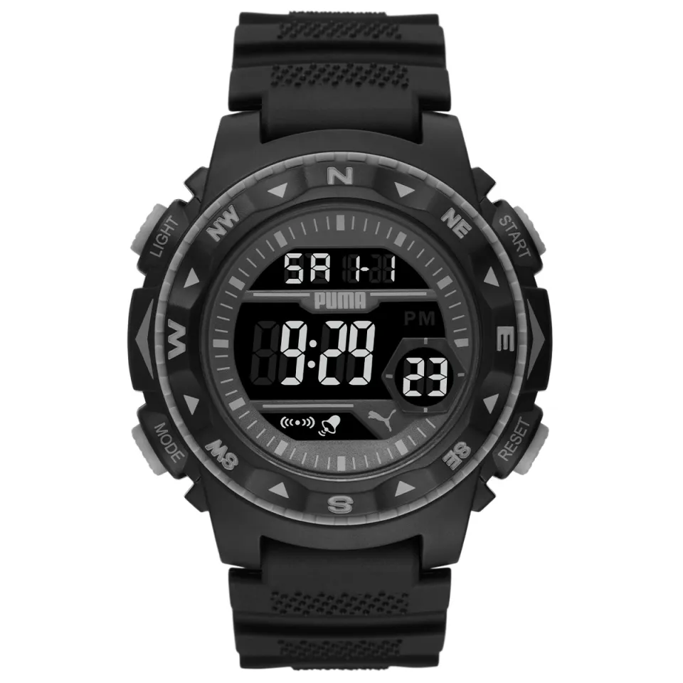 OFFICIAL WARRANTY) Puma P6054 12 Quartz Digital Black-Tone