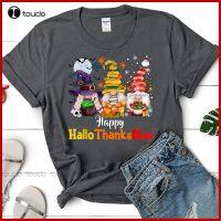 Hallothanksmas Gnomes Lover Halloween Merry Christmas Happy Charcoal T-Shirt Vintage Shirts For Custom Aldult Teen Unisex